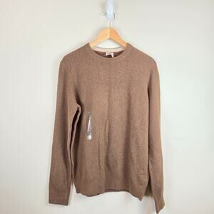 Faherty Mens Size M Jackson Crew Sweater Trail Brown Heather Pullover Organic